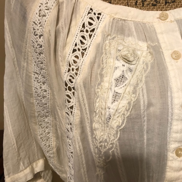 MONORENO Pale Yellow Boho Top Size M - Picture 4 of 6